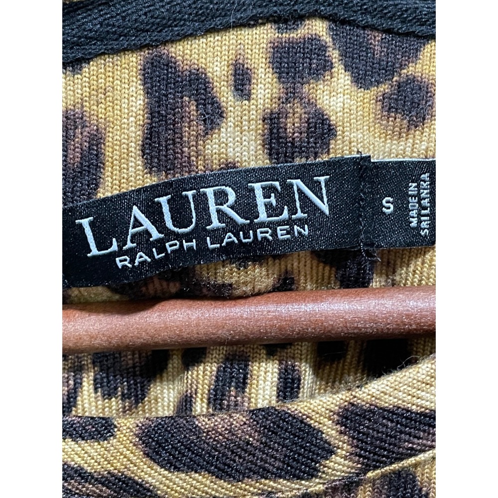 Lauren Ralph Lauren Leopard Print Pajama Set Long Sleeve Top Joggers Brown Small - Picture 6 of 10